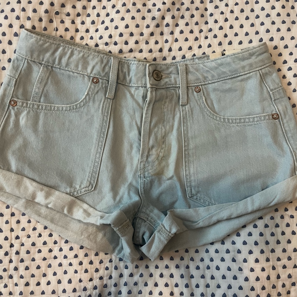 free people jean shorts light blue